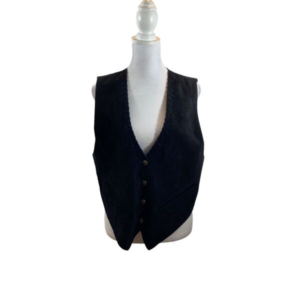 Ladies‎ Quarters Brand Black Suede Snap Button Vest Size Medium - Picture 4 of 14